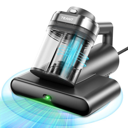 Teant Powerful Mattress Bed Vacuum Cleaner, 2-Speed (14Kpa/18Kpa) Mattress Vacuum with Green Light Dust Detection, 253.7Nm UV-C Light, LED Display, HEPA Filter, 149℉ Heat, Aroma for Bed Couch Carpet